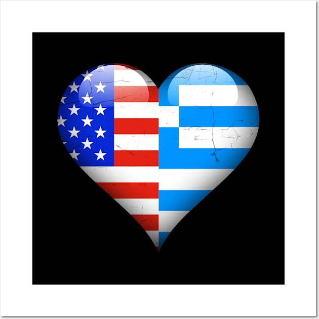 Half American Half Greek - Gift for Greek From Greece Wall Art by Country Flags